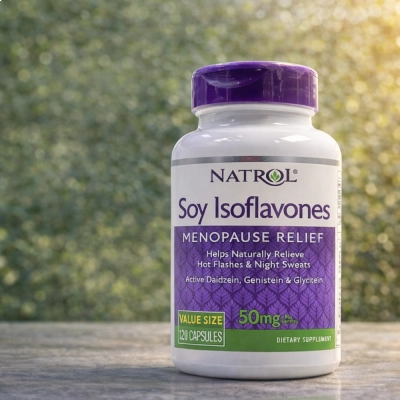 Soy Isoflavonas 50mg, Tratamento para Sintomas da Menopausa, 120 Cápsulas, Natrol