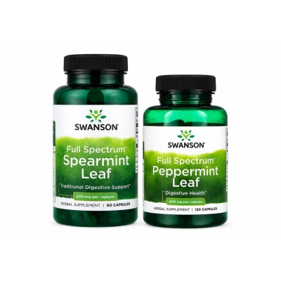 Spearmint Leaf 400mg, Folha de Hortelã Full Spectrum, Cápsulas Opções, Swanson