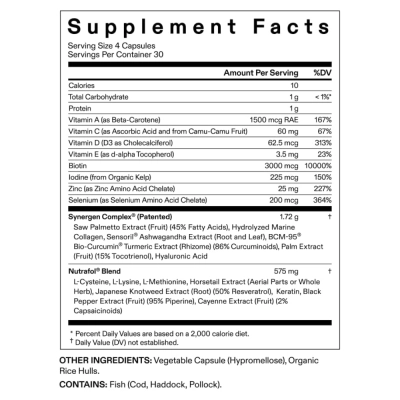 Suplemento Capilar Masculino, Crescimento de Cabelos Grossos e Fortes,  120 cápsulas, Nutrafol