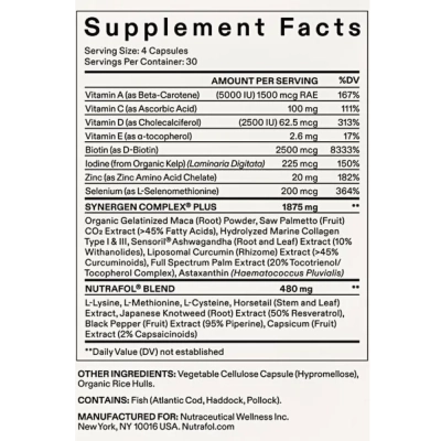 Suplemento Capilar,  Pós-Menopausa, Crescimento de Cabelos Grossos e Fortes, 120 cápsulas, Nutrafol