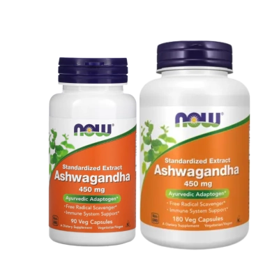 Suplemento de Ashwagandha 450mg, Adaptógeno para Controle do Estresse e Equilíbrio do Sistema Nervoso, Now