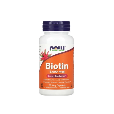 Suplemento de Biotina 5.000mcg, Suporte à Saúde Capilar, Cutânea e Metabolismo, Now