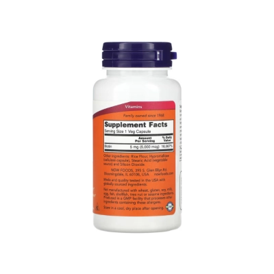 Suplemento de Biotina 5.000mcg, Suporte à Saúde Capilar, Cutânea e Metabolismo, Now