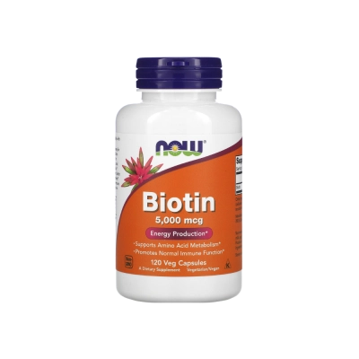 Suplemento de Biotina 5.000mcg, Suporte à Saúde Capilar, Cutânea e Metabolismo, Now