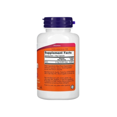 Suplemento de Biotina 5.000mcg, Suporte à Saúde Capilar, Cutânea e Metabolismo, Now