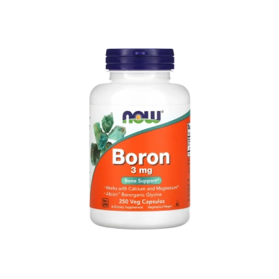 Suplemento de Boro 3mg, Suporte ao Metabolismo Hormonal e Saúde Óssea, Now