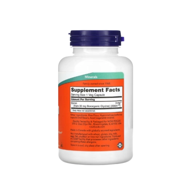 Suplemento de Boro 3mg, Suporte ao Metabolismo Hormonal e Saúde Óssea, Now