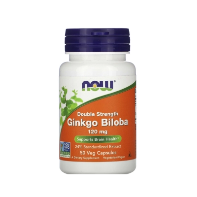 Suplemento de Ginkgo Biloba 120mg Dupla Força, Suporte à Circulação Cerebral e Função Cognitiva, Cápsulas, Now