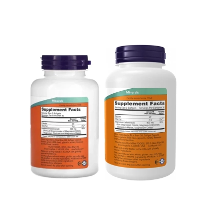 Suplemento de Magnésio Citrato 400mg, Suporte ao Sistema Nervoso, Função Muscular e Equilíbrio Eletrolítico, Now