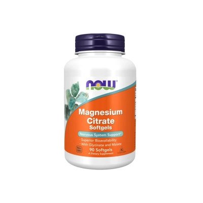 Suplemento de Magnésio Citrato 400mg, Suporte ao Sistema Nervoso, Função Muscular e Equilíbrio Eletrolítico, Now