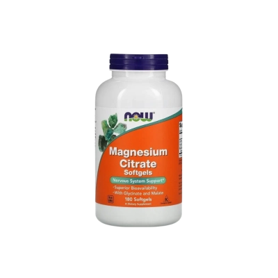 Suplemento de Magnésio Citrato 400mg, Suporte ao Sistema Nervoso, Função Muscular e Equilíbrio Eletrolítico, Now