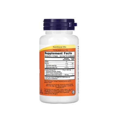 Suplemento de Óleo de Prímula 500mg, Fonte de GLA para Suporte Hormonal e Saúde da Pele, Cápsulas, Now