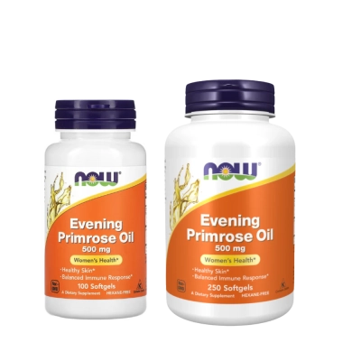 Suplemento de Óleo de Prímula 500mg, Fonte de GLA para Suporte Hormonal e Saúde da Pele, Cápsulas, Now