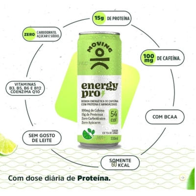 Suplemento Energy Pro 310ml, Bebida Energética, Sabores 3 Unidades 310ml Cada - Moving