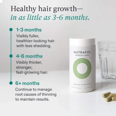 Suplemento Para Cabelos Femininos, Womens Vegan Clinically Proven Hair Growth, 120 Cápsulas, Nutrafol