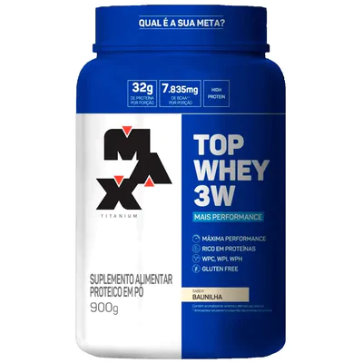 Top Whey 3W + Performance, 900g, Sabor Baunilha, Titanium