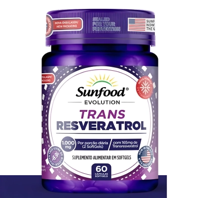 Trans Resveratrol, 1000mg, 60 Cápsulas - Sunfood