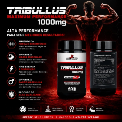 Tribulus 1000mg, 60 Cápsulas, Bull Pharma