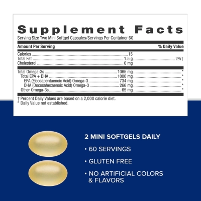 Triple Strength, Fish Oil, Omega 3, Mini Cápsulas - GNC