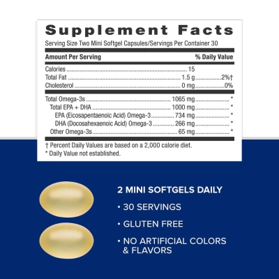 Triple Strength, Fish Oil, Omega 3, Mini Cápsulas - GNC