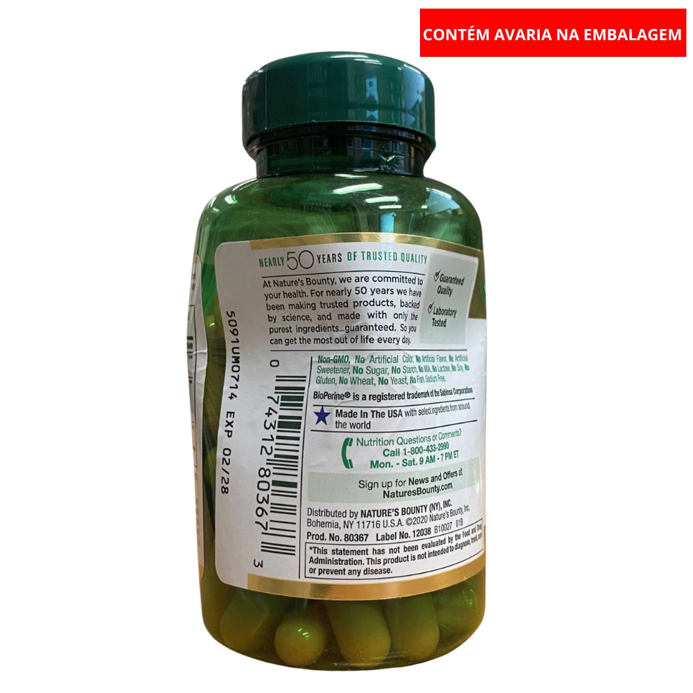 Turmeric 1000mg 60 Capsulas Nature's Bounty (Pequena Avaria)