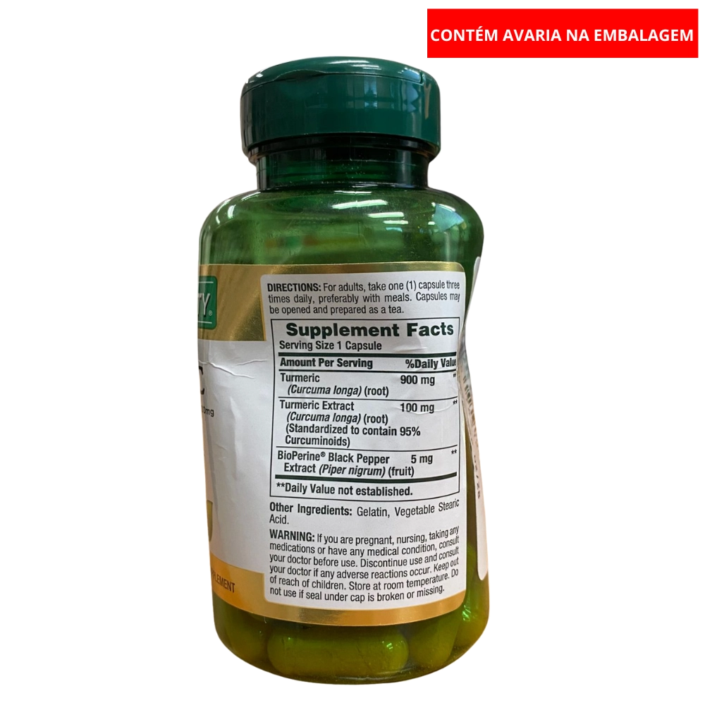 Turmeric 1000mg 60 Capsulas Nature's Bounty (Pequena Avaria)