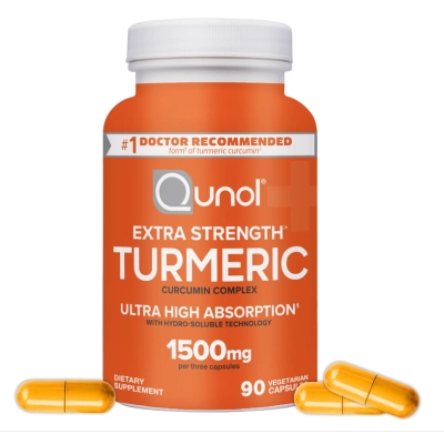 Turmeric 1500mg, Cúrcuma Extra Forte, Cápsulas Opções, Qunol