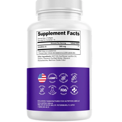 Urolithin A Liposomal, 500mg, 28 Softgels, Nutrition Labs