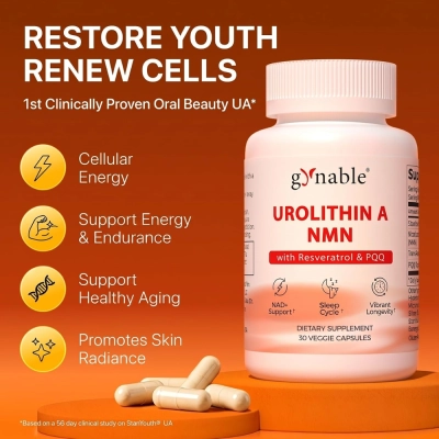 Urolitina A 250mg, Com Trans-Resveratrol e PQQ, 30 Cápsulas, Gynable