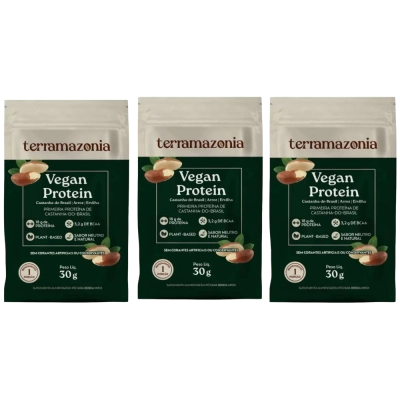 Vegan Protein, Castanha-do-Brasil, 3 Unidades, Sachê 30g Cada, Terramazonia