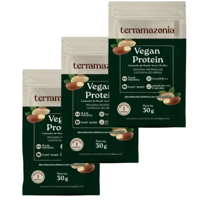 Vegan Protein, Castanha-do-Brasil, 3 Unidades, Sachê 30g Cada, Terramazonia