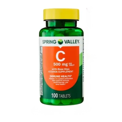Vitamin C 500mg, com Rose Hips, Opções, Comprimidos, Spring Valley