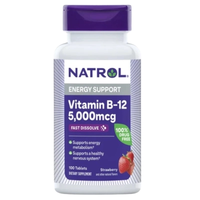 Vitamina B-12, 5.000mcg, 100 Tabletes Dissolução Rápida, Natrol