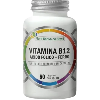 Vitamina B12, Ácido Fólico + Ferro, 60 Cápsulas, Flora Nativa