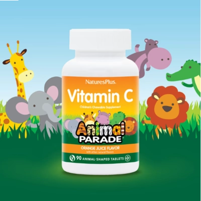 Vitamina C Infantil Sem Açúcar – Sabor Laranja, 90 Comprimidos, Natures Plus
