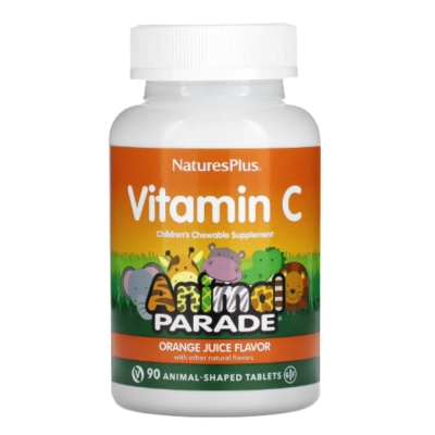 Vitamina C Infantil Sem Açúcar – Sabor Laranja, 90 Comprimidos, Natures Plus