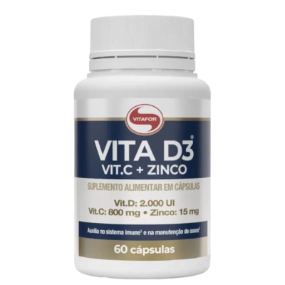 Vitamina D3 + Vita  C + Zinco, 60 Cápsulas, Vitafor