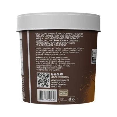 Vitapower Pasta de Amendoim, Sabores, 280g, Vitafor