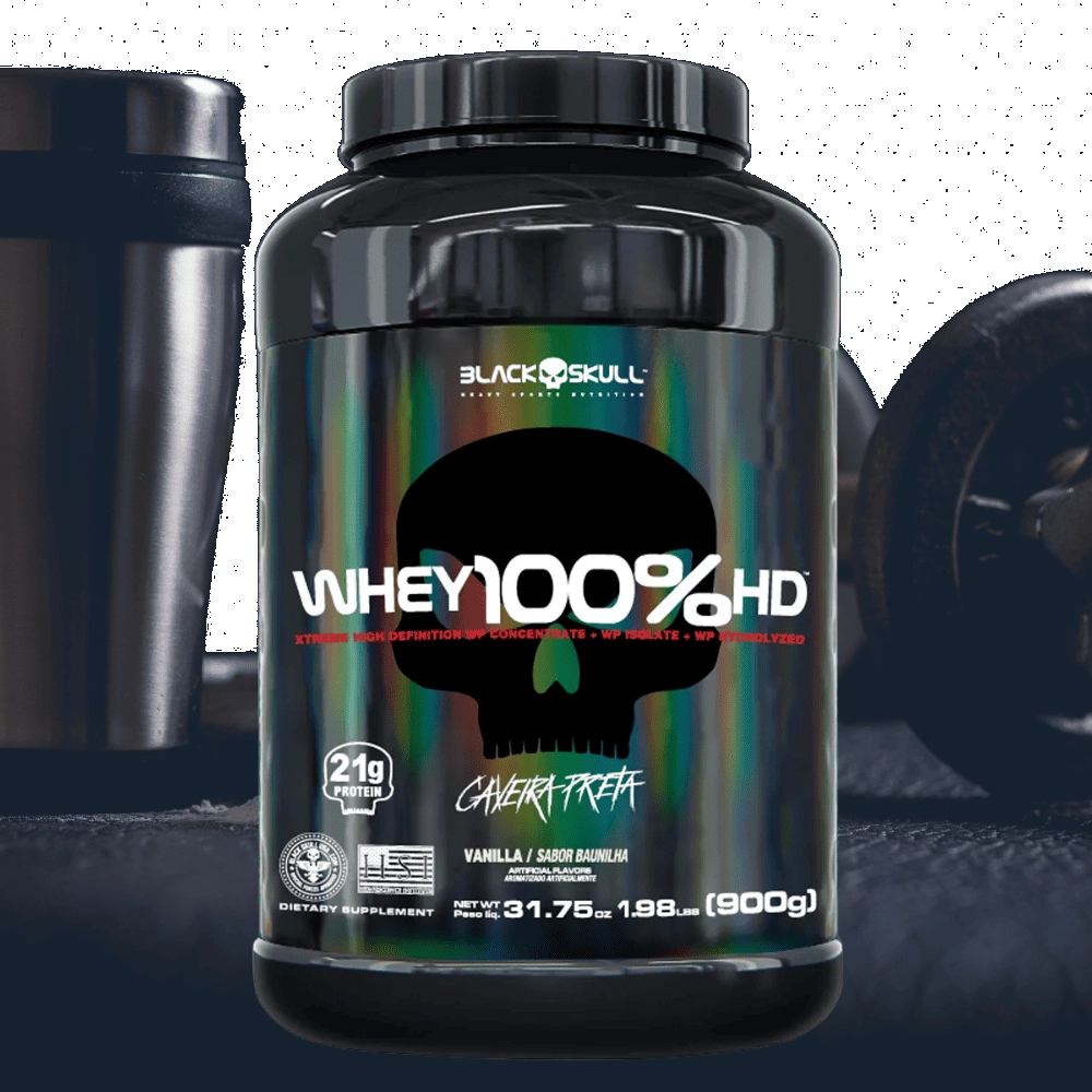 Whey 100% HD, 900g, Sabor Baunilha, Black Skull