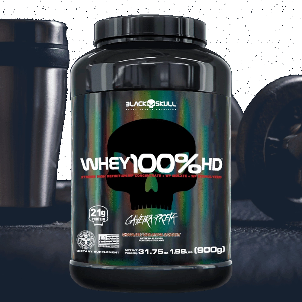 Whey 100% HD, 900g, Sabor Baunilha, Black Skull