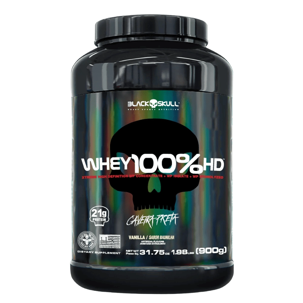 Whey 100% HD, 900g, Sabor Baunilha, Black Skull