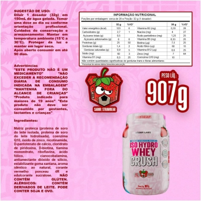 Whey Crush Iso Hidro, Sabor Morango 907g- Under Labz