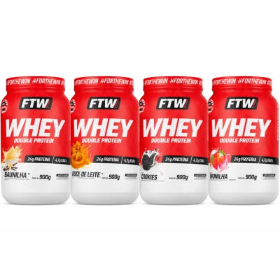 Whey Double Protein, 900g Sabor Cookies, FTW