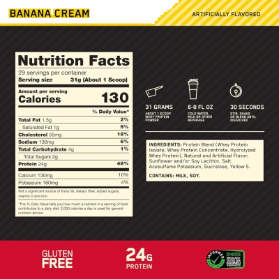 Whey Gold Standard 100% Protein Powder, Sabores, Optimum Nutrition