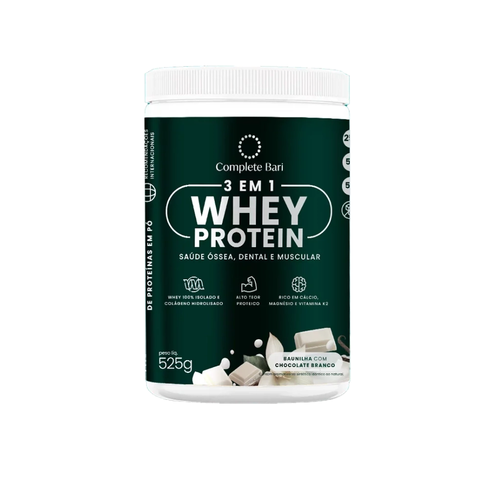 Whey Isolado 3 em 1, 525g Sabores, Complete Bari