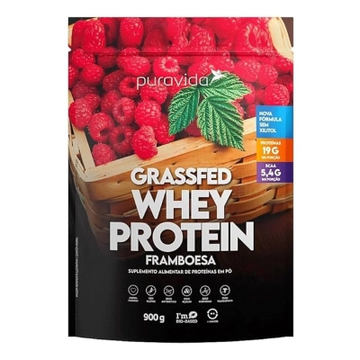 Whey Protein Grassfed, Sabor Framboesa, 900g, Pura Vida